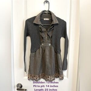 Mock Two Piece Lace Trim Blouse